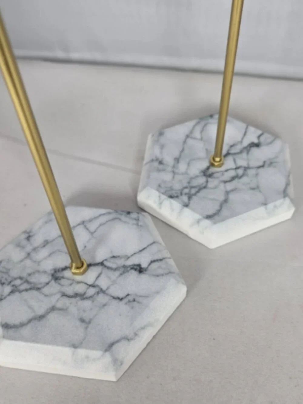 SET of 2 Jewelry Stands T Bar Gold Marble Color Minimalist Modern Organizer 10